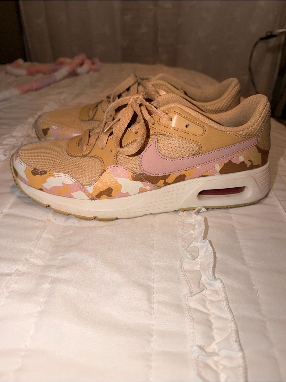 Nike Women's Tan and Pink camo sneakers - Picture 2 of 3